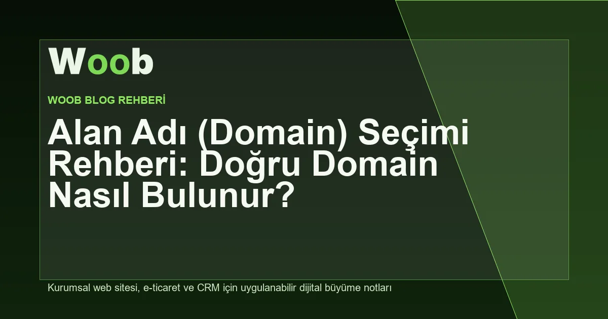 Alan Adı (Domain) Seçimi Rehberi: Doğru Domain Nasıl Bulunur? - Woob Blog kapak görseli