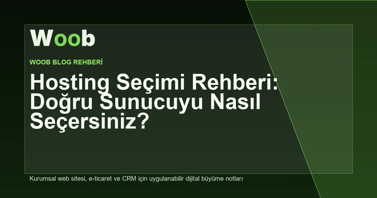Hosting Seçimi Rehberi: Doğru Sunucuyu Nasıl Seçersiniz? - Woob Blog kapak görseli