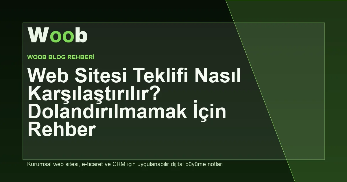Web Sitesi Teklifi Nasıl Karşılaştırılır? Dolandırılmamak İçin Rehber - Woob Blog kapak görseli
